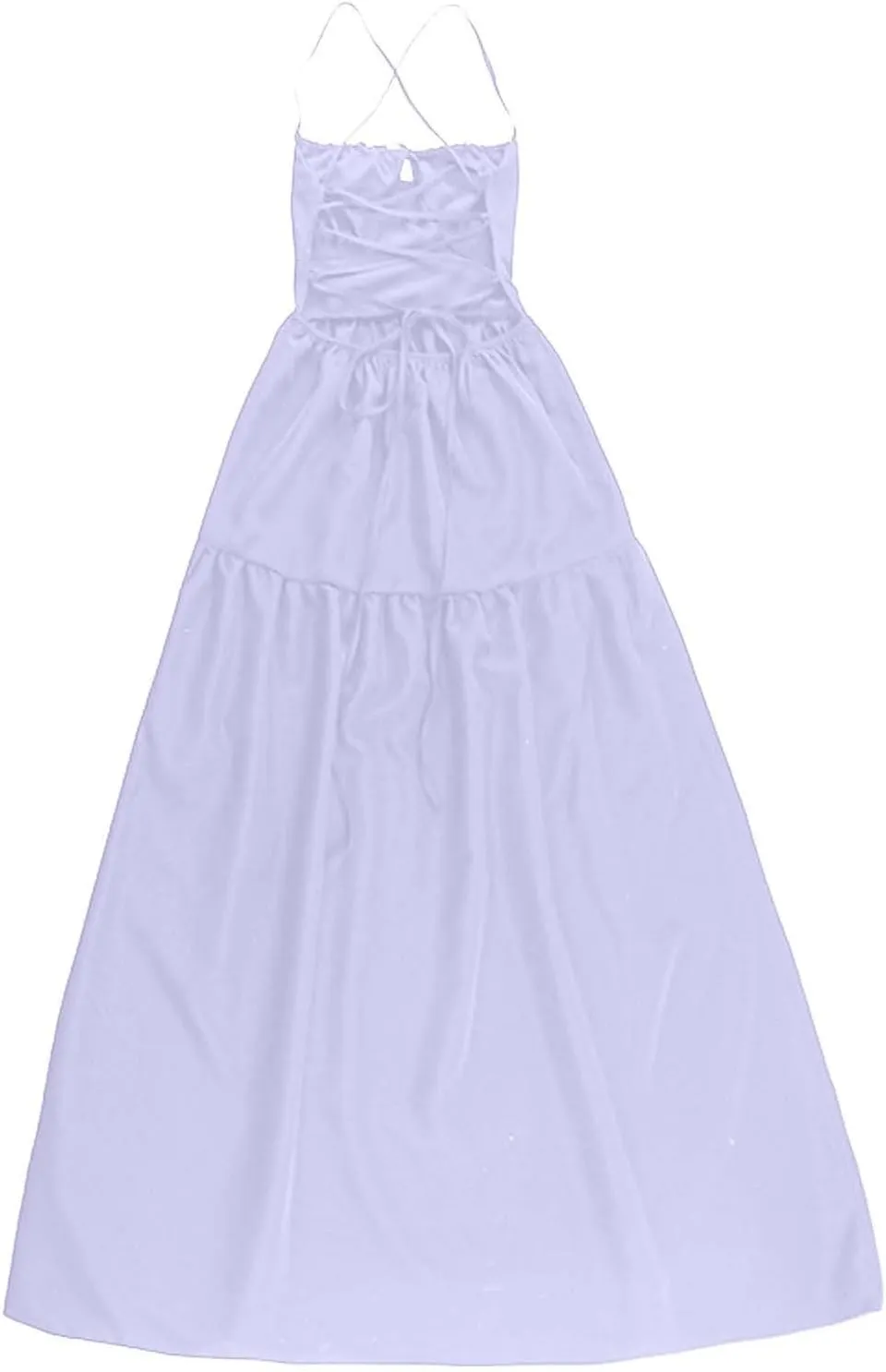 PTOLOCIF Maxi Dresses for Women Sexy Spaghetti Strappy Low Cut Sundress Trendy Sleeveless Tie V Neck Flowy Boho Beach Dress