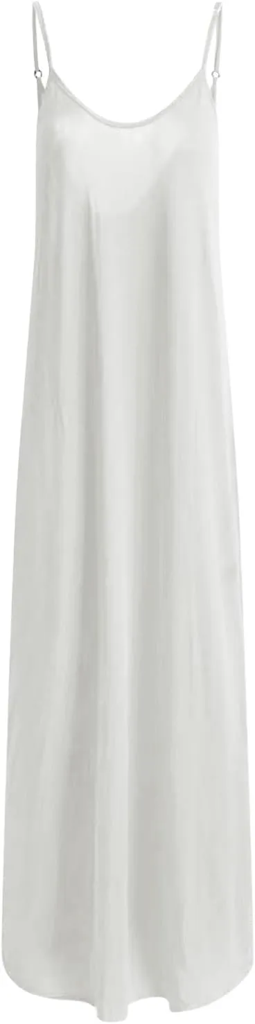 PTOLOCIF Womens Solid Round Neck Long Sleeved Patchwork Long Skirt is Fashionable and Plus Size Dress Blouses for Women