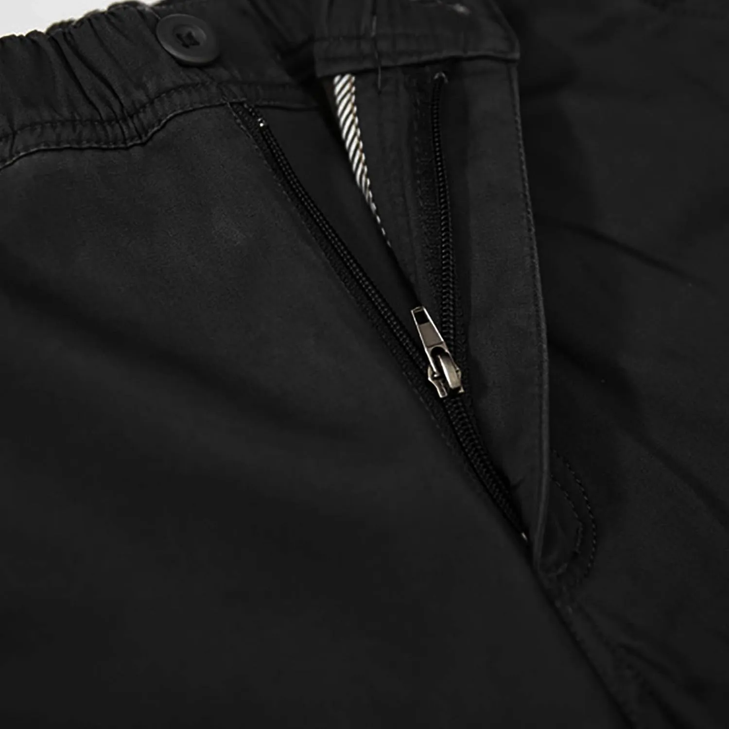 QWENTMTNTY Cargo Pants for Men Casual Cotton Relaxed Fit Lightweight Pants Stretch Elastic Waist Work Pants Multi Pockets