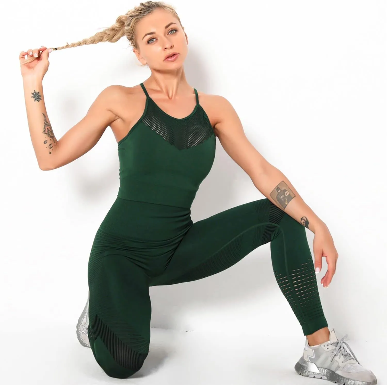 Redqenting High Waisted Leggings for Women Workout Seamless Leggings Yoga Pants Sweat Proof Tummy Control Tights