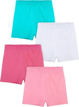 Resinta 4 Pack Girls Cotton Bike Shorts Toddler Basic Cartwheel Shorts Kids Under Dress Shorts Solid Dance Safety Shorts