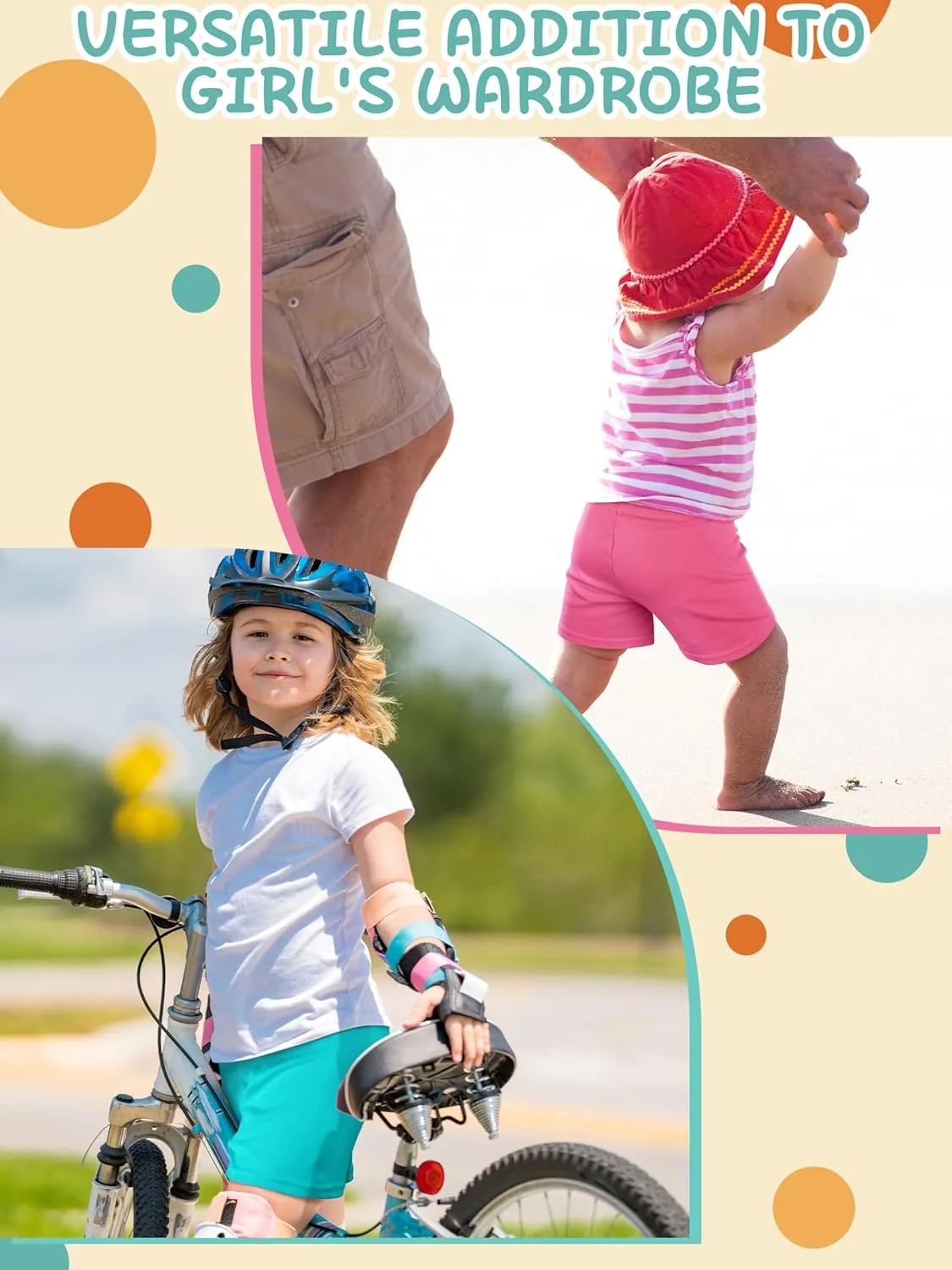 Resinta 4 Pack Girls Cotton Bike Shorts Toddler Basic Cartwheel Shorts Kids Under Dress Shorts Solid Dance Safety Shorts