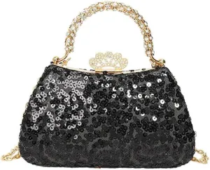 Rhinestone Evening Clutch Purse for Women Fashionable Black Purse Shimmering Handbag Chic Shoulder Bag Stylish Crossbody Gold Clutch Perfect for Party Events and Special Occasions