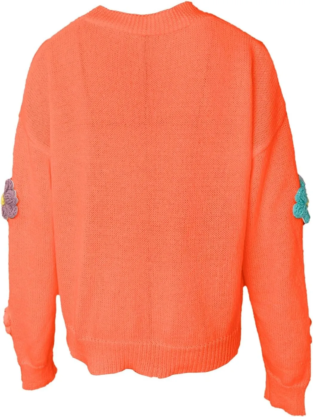 Ribbed Knit Cardigans for Women Fall Embroidery Applique Button Down Long Sleeve Crop Sweater Y2k Open Front Outwear
