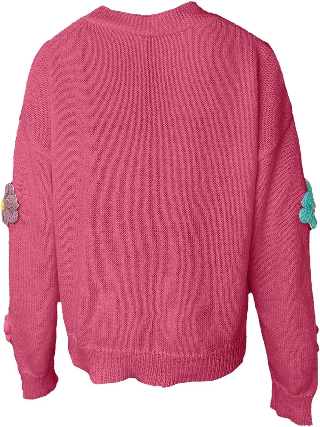Ribbed Knit Cardigans for Women Fall Embroidery Applique Button Down Long Sleeve Crop Sweater Y2k Open Front Outwear