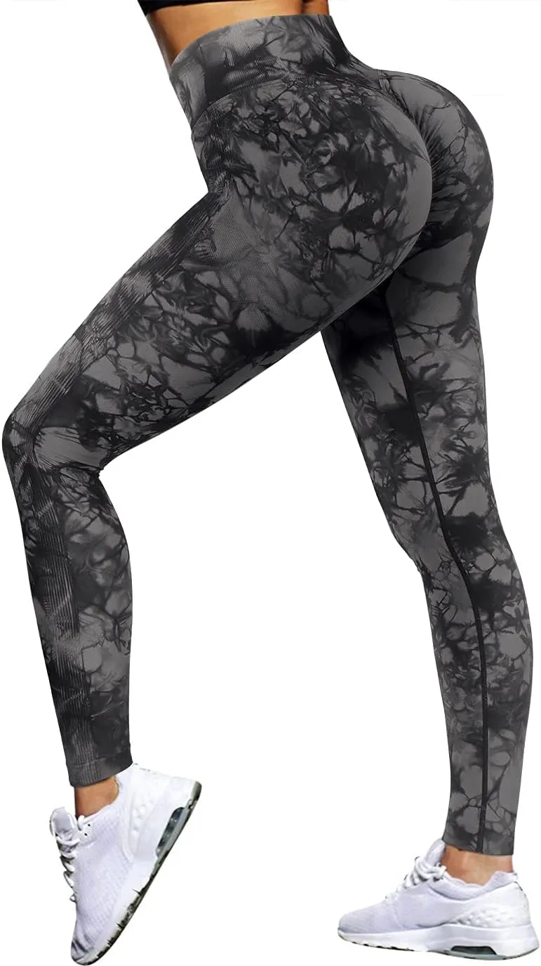 RXRXCOCO Womens High Waist Tummy Control Leggings Ruched Butt Lift Yoga Pants Workout Tights