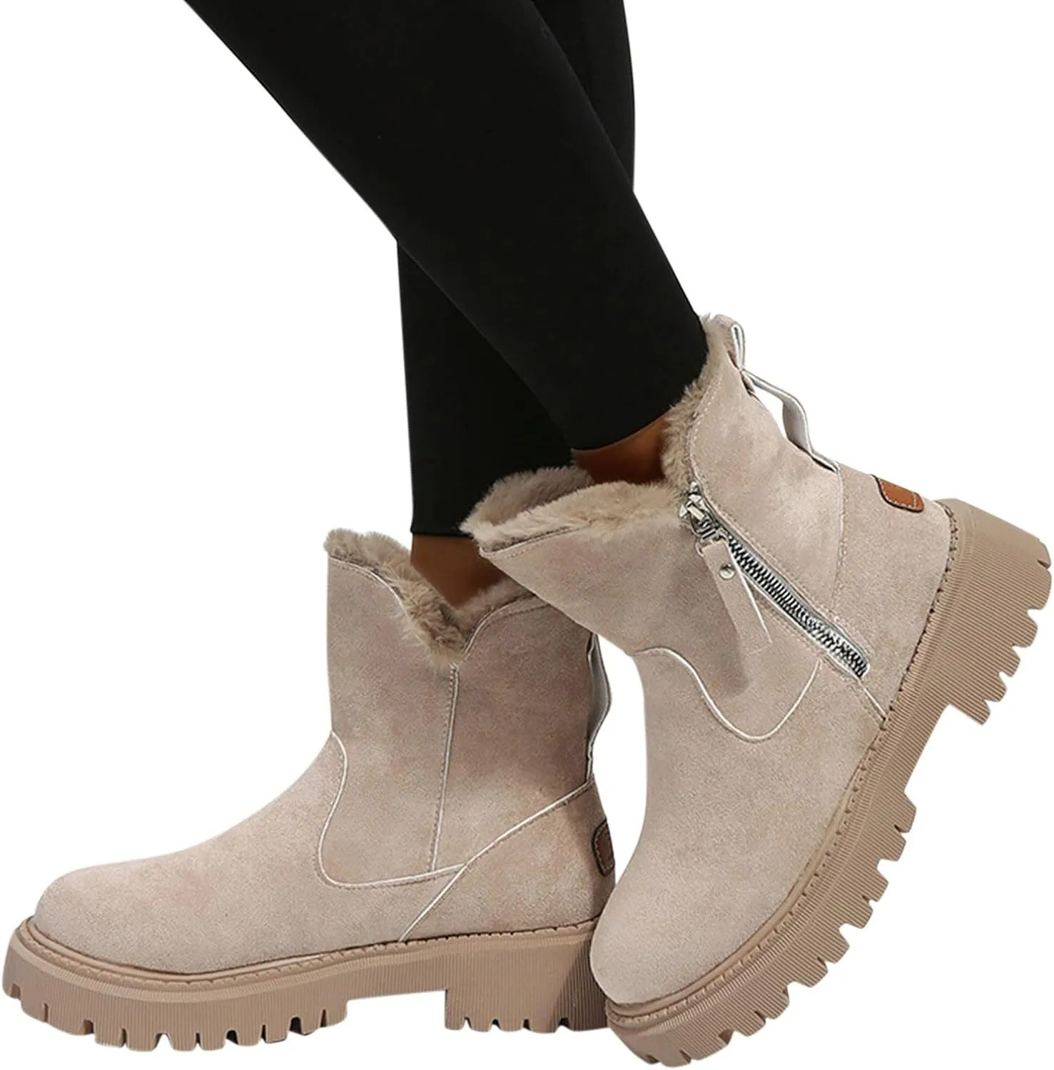 SBGMoSJ Winter Boots for Women Waterproof Size 12 Womens Winter Boots Wide Width Mid Calf Warm Winter Boots Women Size 11 Womens Waterproof Boots Botas Para Frio Mujeres
