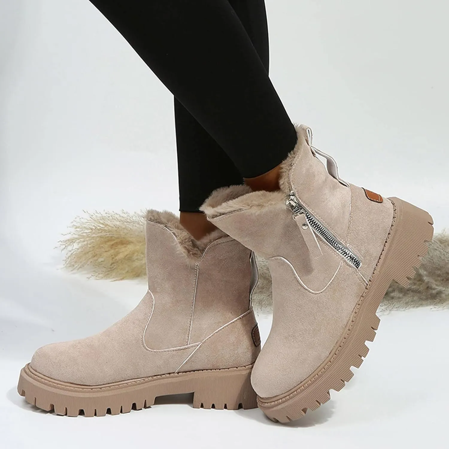 SBGMoSJ Winter Boots for Women Waterproof Size 12 Womens Winter Boots Wide Width Mid Calf Warm Winter Boots Women Size 11 Womens Waterproof Boots Botas Para Frio Mujeres