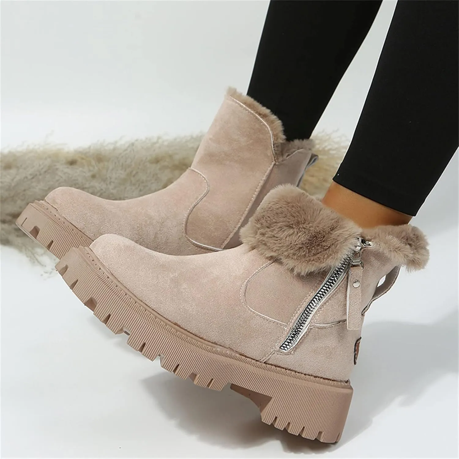SBGMoSJ Winter Boots for Women Waterproof Size 12 Womens Winter Boots Wide Width Mid Calf Warm Winter Boots Women Size 11 Womens Waterproof Boots Botas Para Frio Mujeres