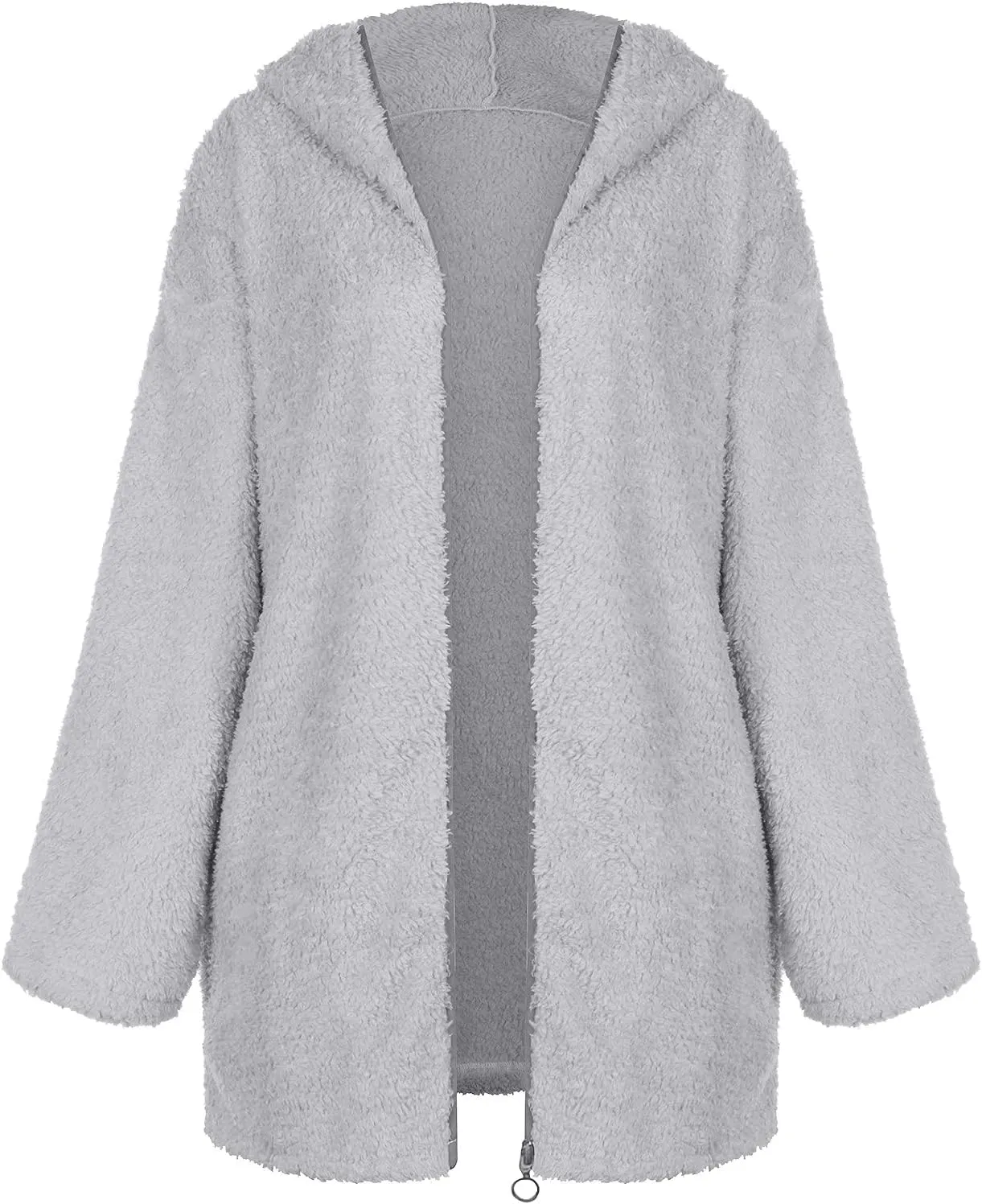 Sherpa Jacket Women Fuzzy Fleece Oversized Open Front Hooded Cardigan Cozy Soft Fluffy Sweater Coats with Pockets