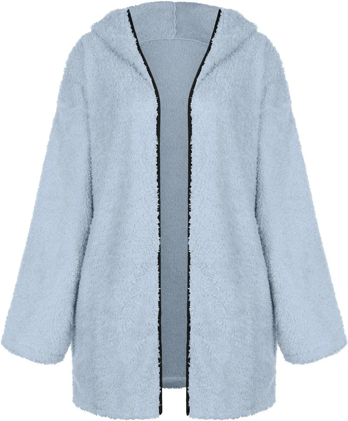 Sherpa Jacket Women Fuzzy Fleece Oversized Open Front Hooded Cardigan Cozy Soft Fluffy Sweater Coats with Pockets