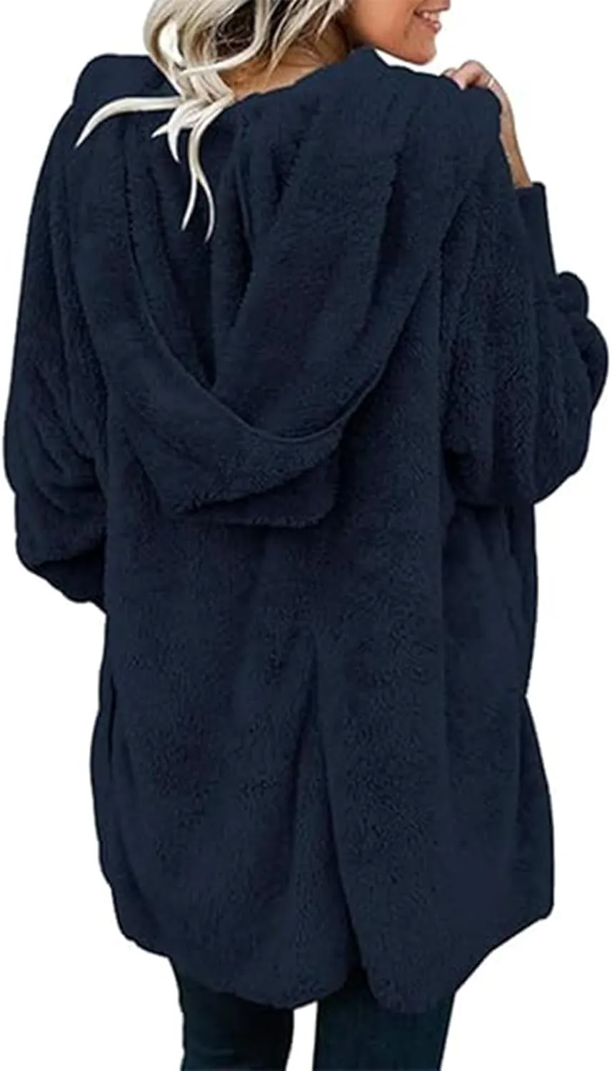 Sherpa Jacket Women Fuzzy Fleece Oversized Open Front Hooded Cardigan Soft Fluffy Sweaters Winter Coats with Pockets