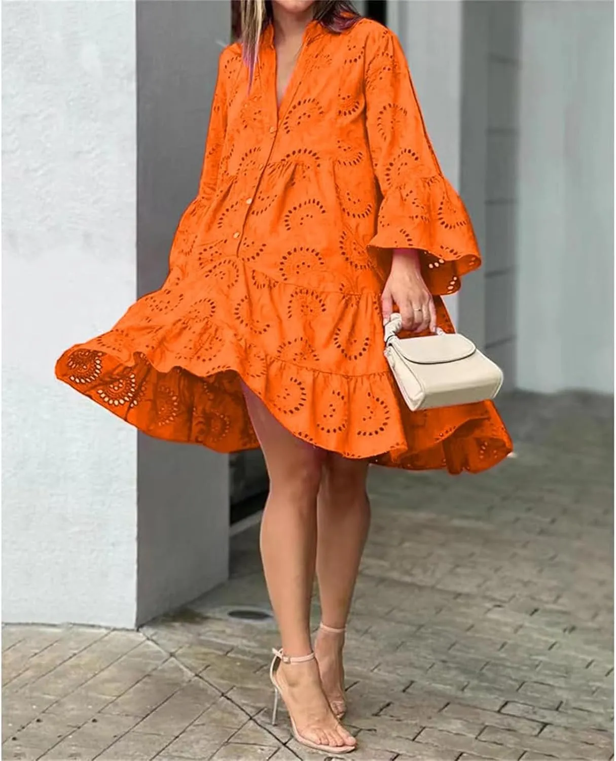 Short Dresses for Women Casual Summer Mini Dress Crochet Plus Size Button Down V Neck Dress T Shirt Beach Sundress