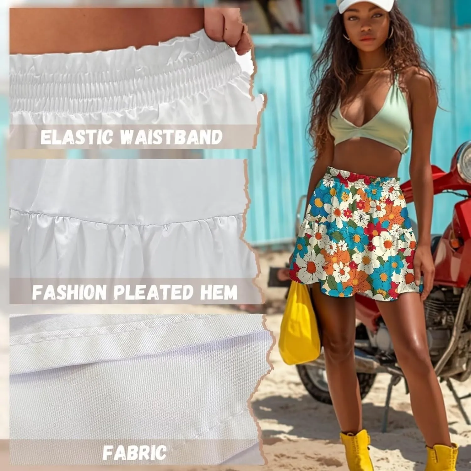 Short Skirts for Women Sexy High Waist Tiered Mini Skirt