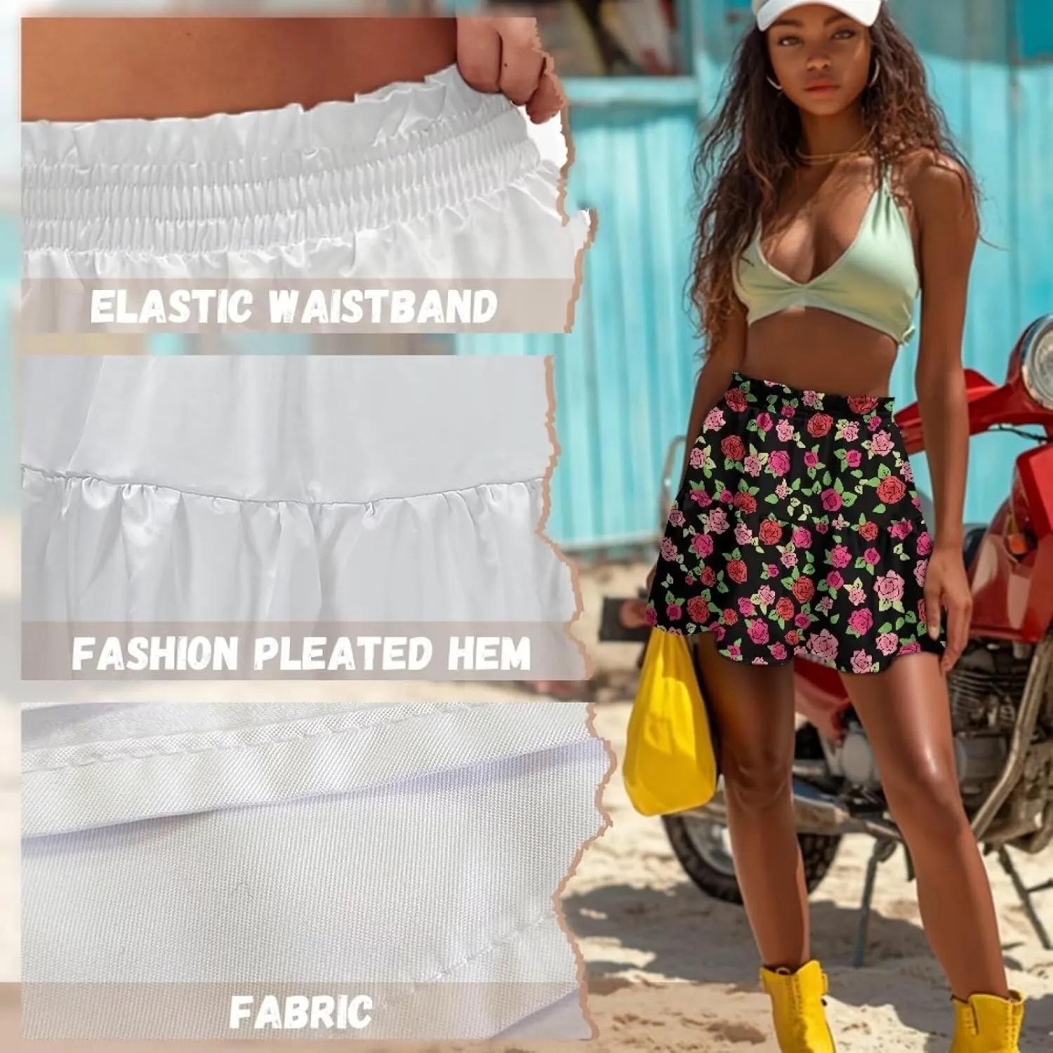 Short Skirts for Women Sexy High Waist Tiered Mini Skirt