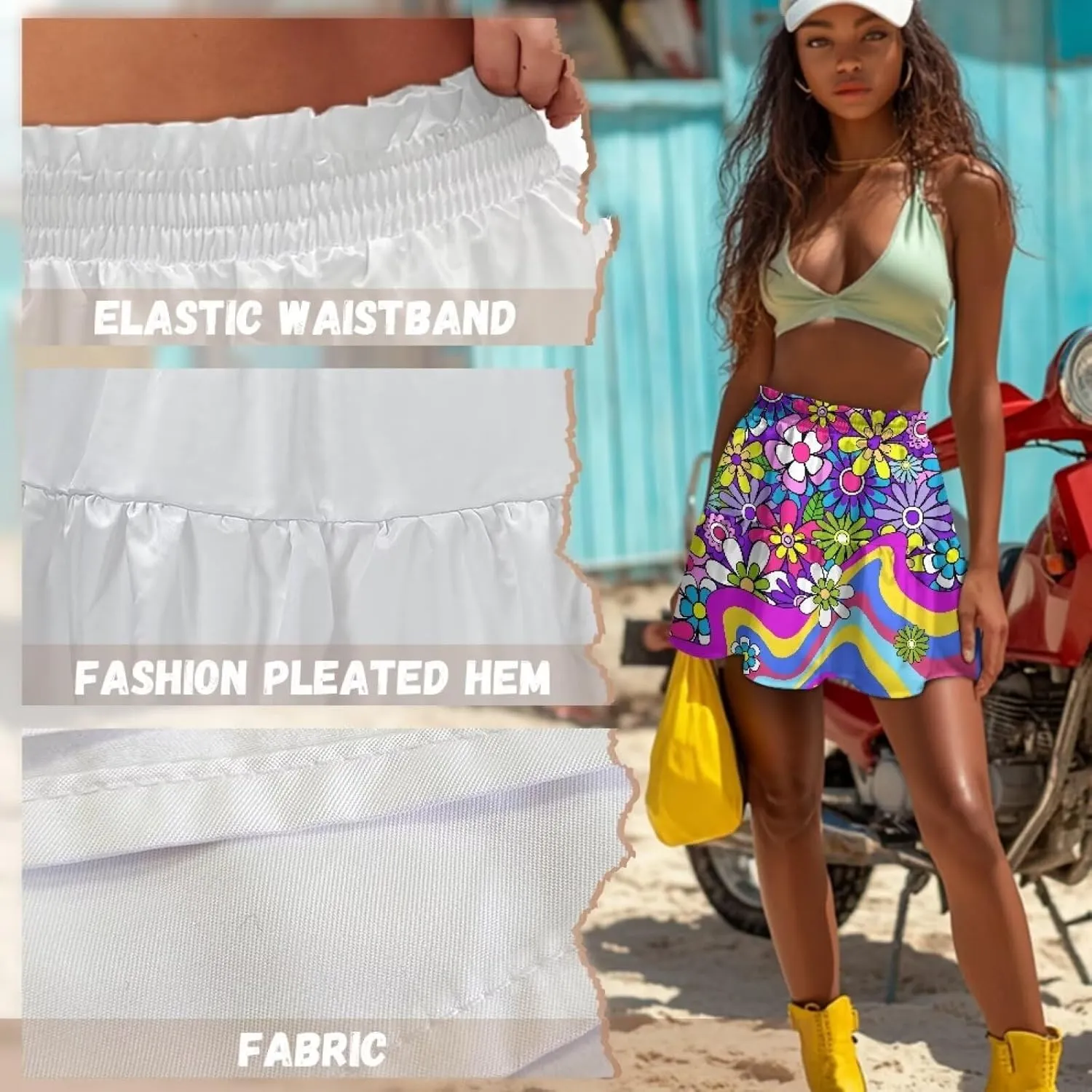 Short Skirts for Women Sexy High Waist Tiered Mini Skirt
