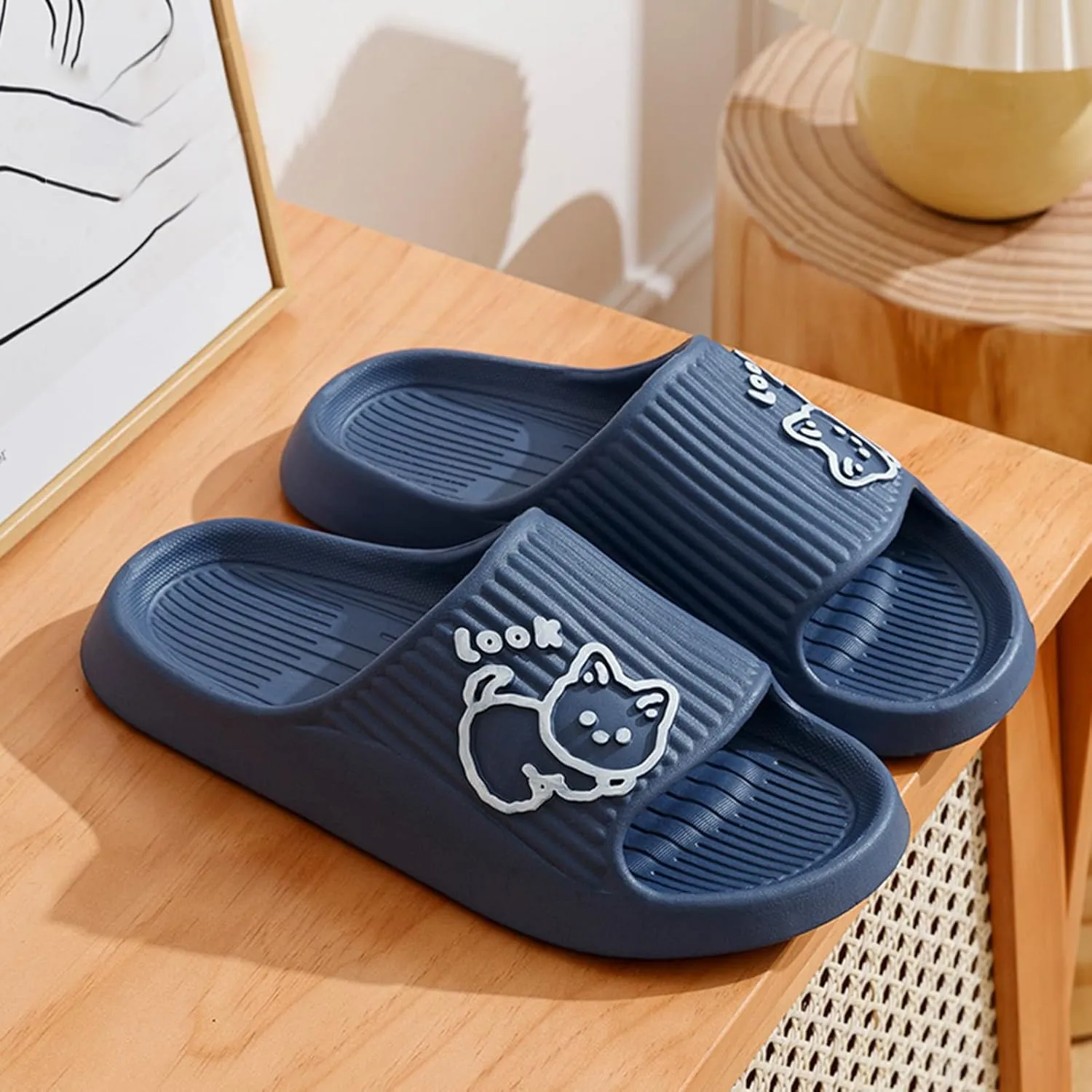 Shower Sandals Men's Athletic Outdoor Sandals Slides Shower Shoes for Living Room Pool Beach Spa Public Showers