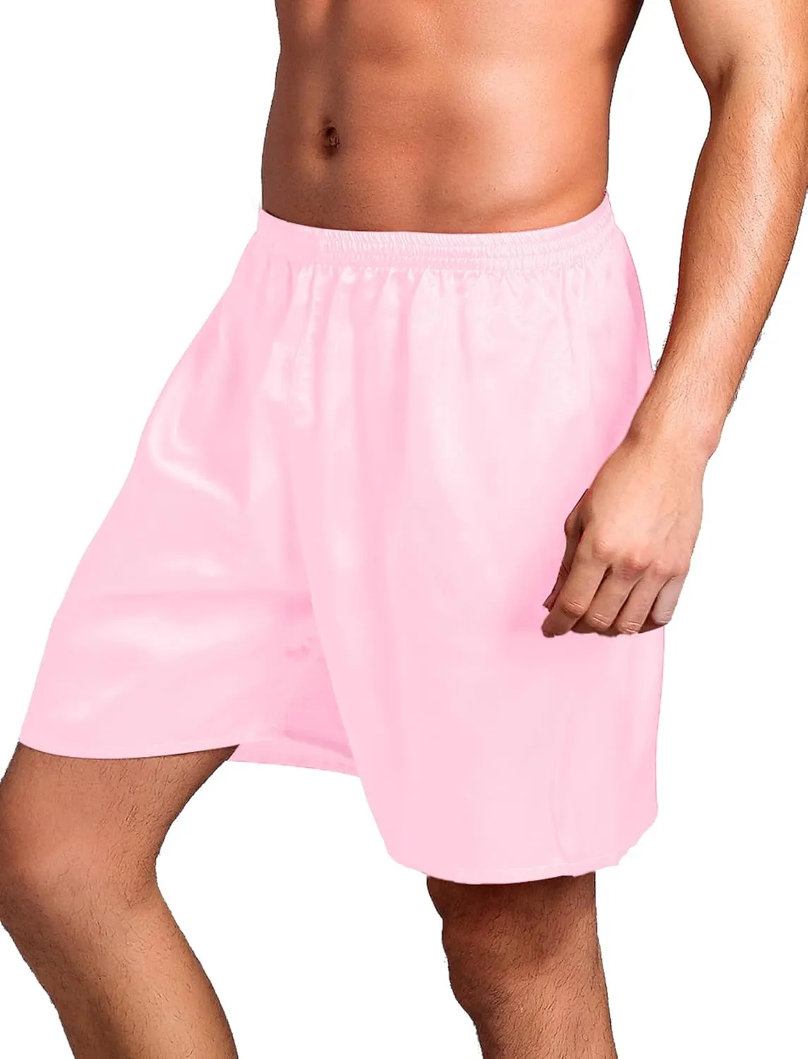 Silk Shorts Men Mid Elastic Waist Pajamas Shorts Comfy Satin Pjs Pants Sleepwear Boxer Shorts Sissy Lounge Shorts
