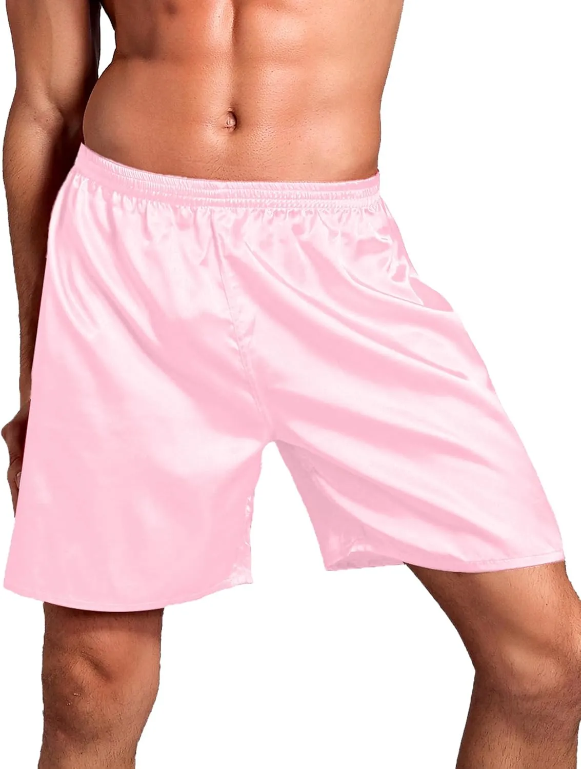 Silk Shorts Men Mid Elastic Waist Pajamas Shorts Comfy Satin Pjs Pants Sleepwear Boxer Shorts Sissy Lounge Shorts