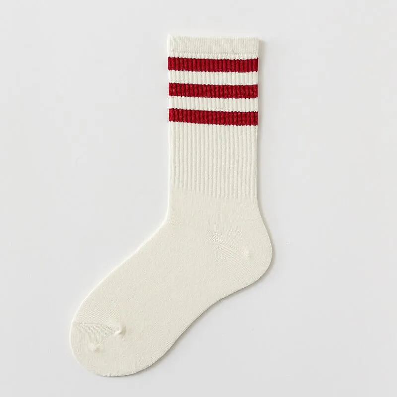 Skateboard Striped Mid Tube Solid Color Socks