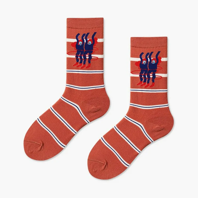 Skateboard Style Abstract Art Socks Set