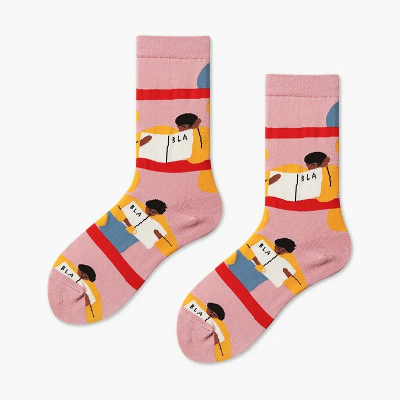 Skateboard Style Abstract Art Socks Set