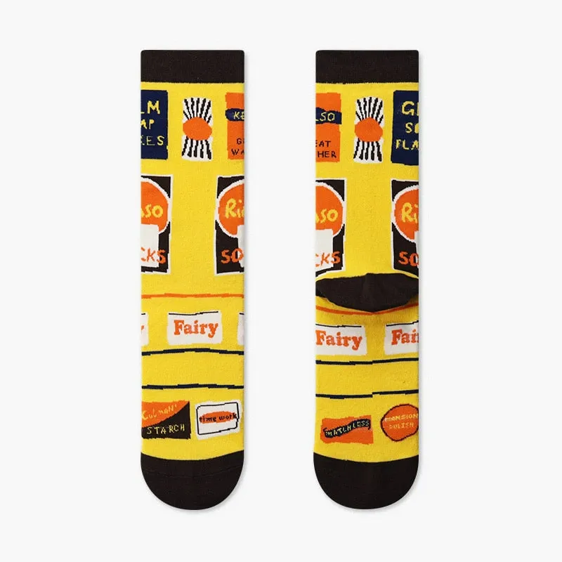 Skateboard Style Abstract Art Socks Set