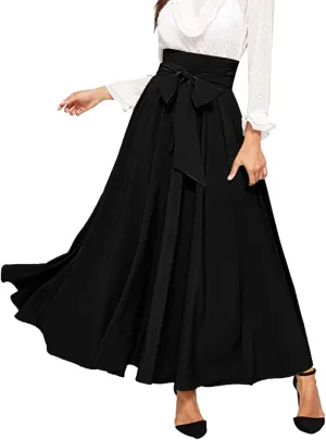 Skirts Black Women Bubble Long Skirt Y2k Flowy Swing a Line Maxi Skirt Cute Ruffle Pleated Midi Skirt