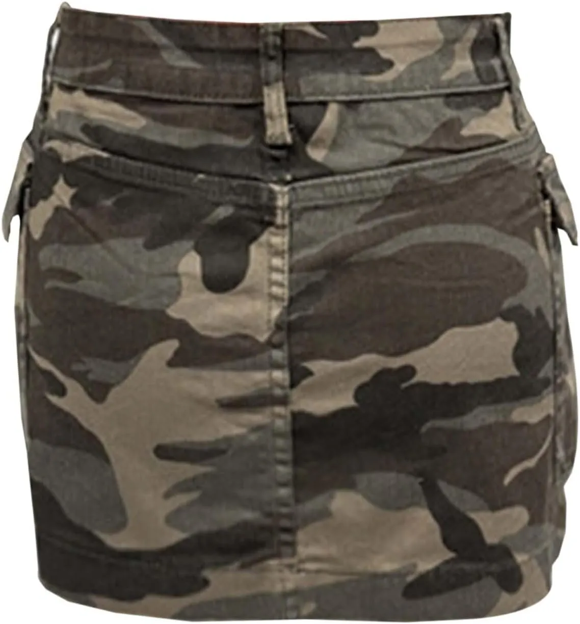 Skirts for Women Trendy Jean Mid Button Waist Camouflage Graphic Slim Cargo Denim Skirt Women Outdoor Streetwear