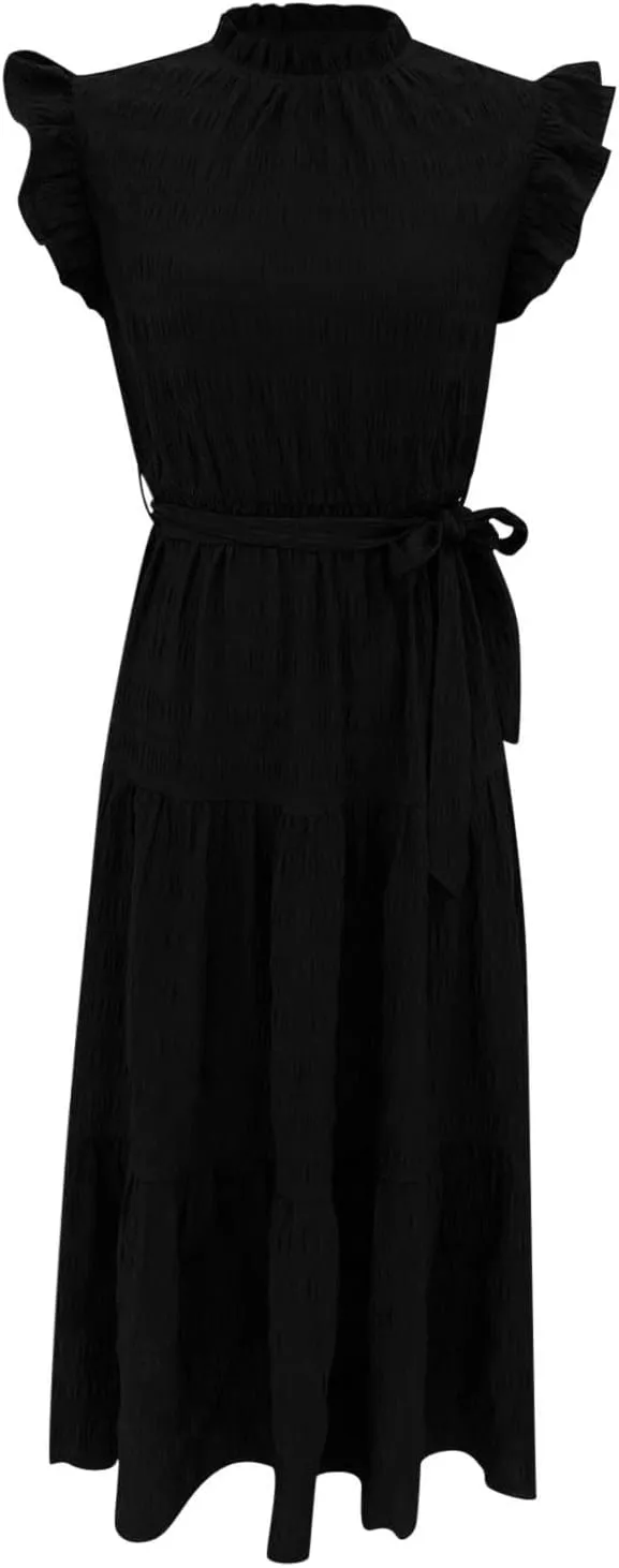 Sleeveless Dresses for Women 2024, Women's Casual Feather V Neck Retro Long Dress Vacation Beach Sun, S XXL