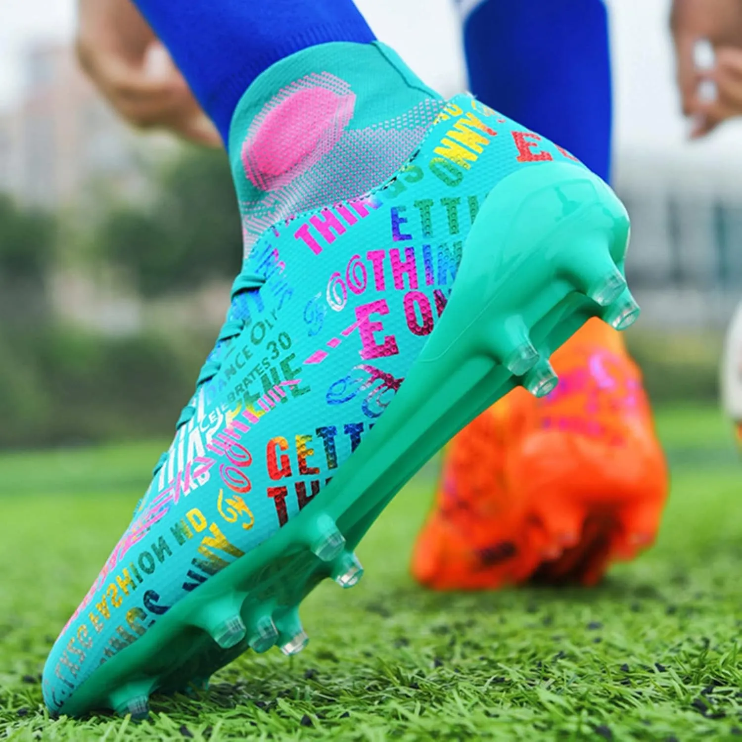 Soccer Cleats Boys,Professional High-Top Fg/Ag Football Cleats Men,Breathable Comfortable Indoor Soccer Shoes Mens,Lightweight Non-Slip,for Training
