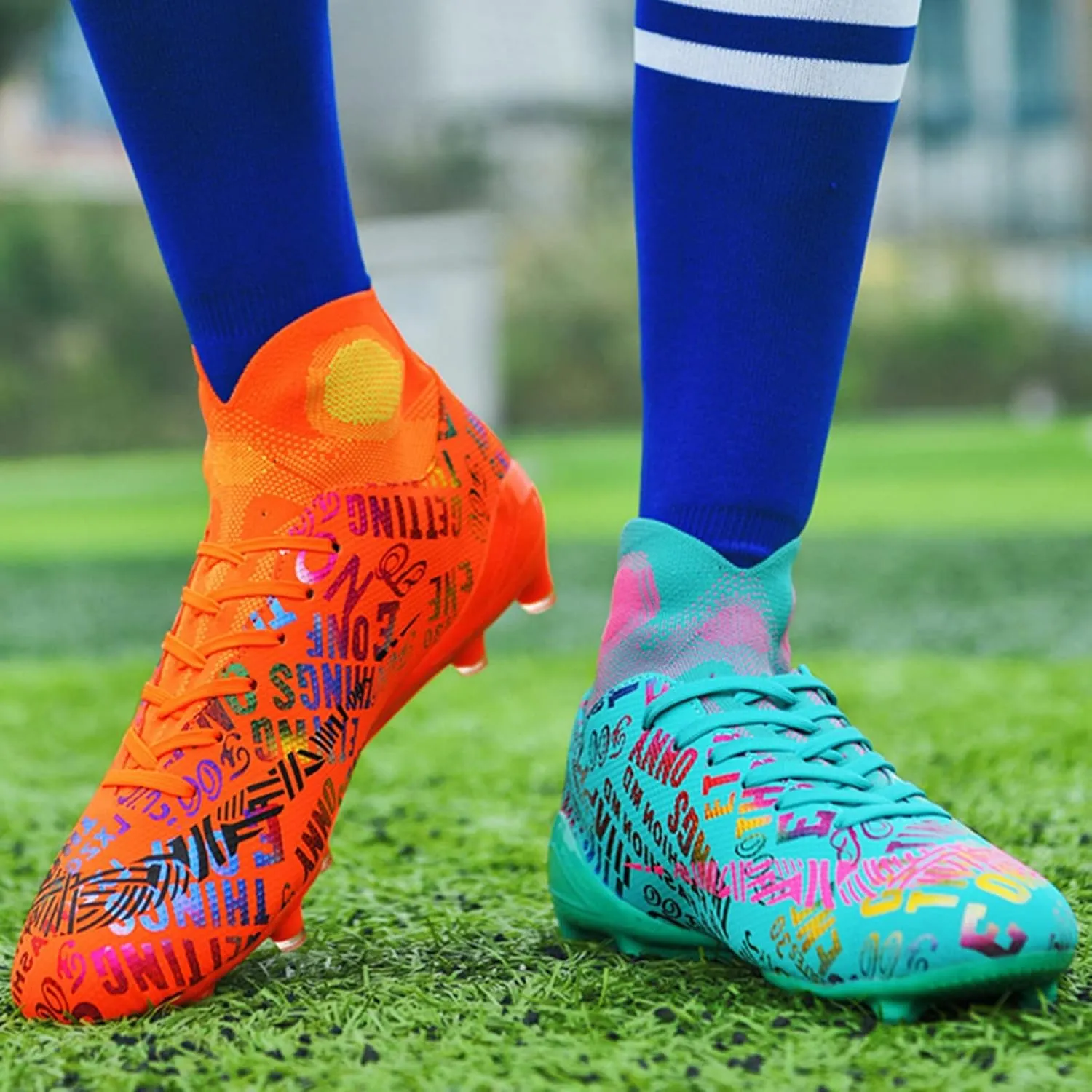 Soccer Cleats Boys,Professional High-Top Fg/Ag Football Cleats Men,Breathable Comfortable Indoor Soccer Shoes Mens,Lightweight Non-Slip,for Training