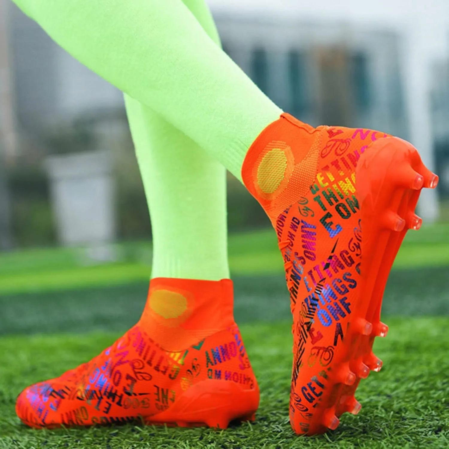 Soccer Cleats Boys,Professional High-Top Fg/Ag Football Cleats Men,Breathable Comfortable Indoor Soccer Shoes Mens,Lightweight Non-Slip,for Training