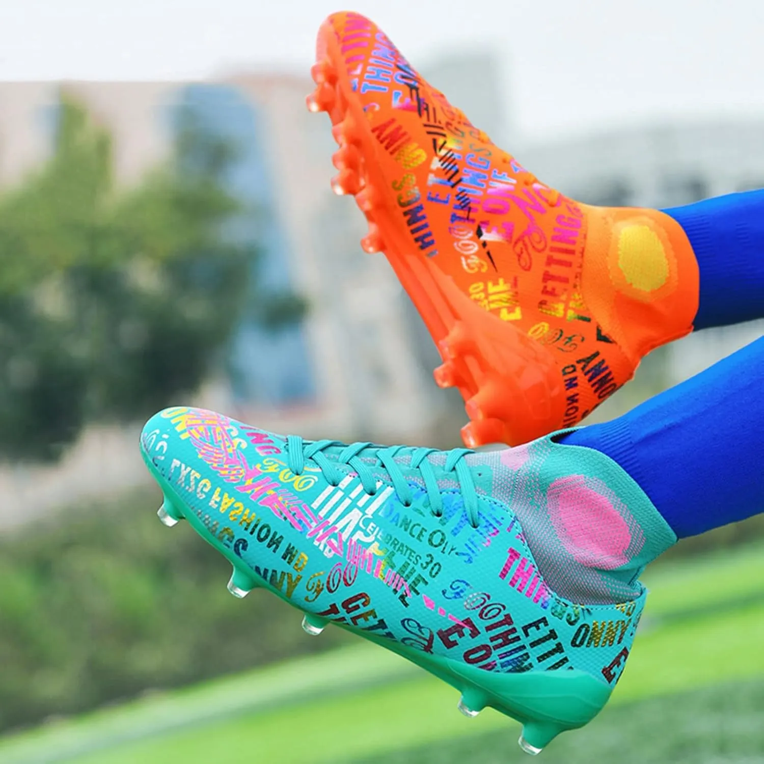 Soccer Cleats Boys,Professional High-Top Fg/Ag Football Cleats Men,Breathable Comfortable Indoor Soccer Shoes Mens,Lightweight Non-Slip,for Training
