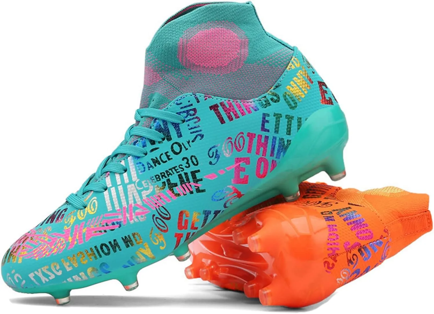 Soccer Cleats Boys,Professional High-Top Fg/Ag Football Cleats Men,Breathable Comfortable Indoor Soccer Shoes Mens,Lightweight Non-Slip,for Training