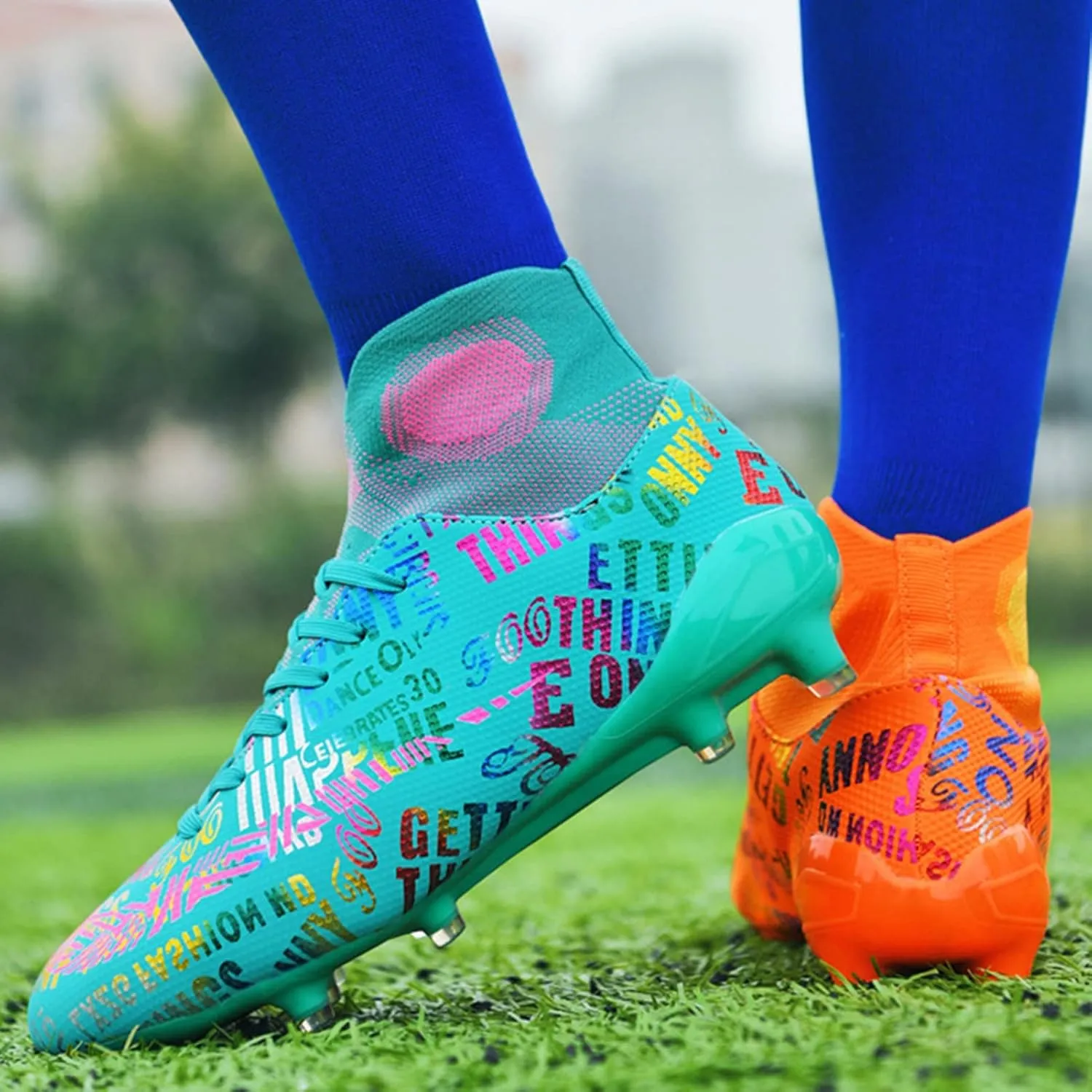 Soccer Cleats Boys,Professional High-Top Fg/Ag Football Cleats Men,Breathable Comfortable Indoor Soccer Shoes Mens,Lightweight Non-Slip,for Training