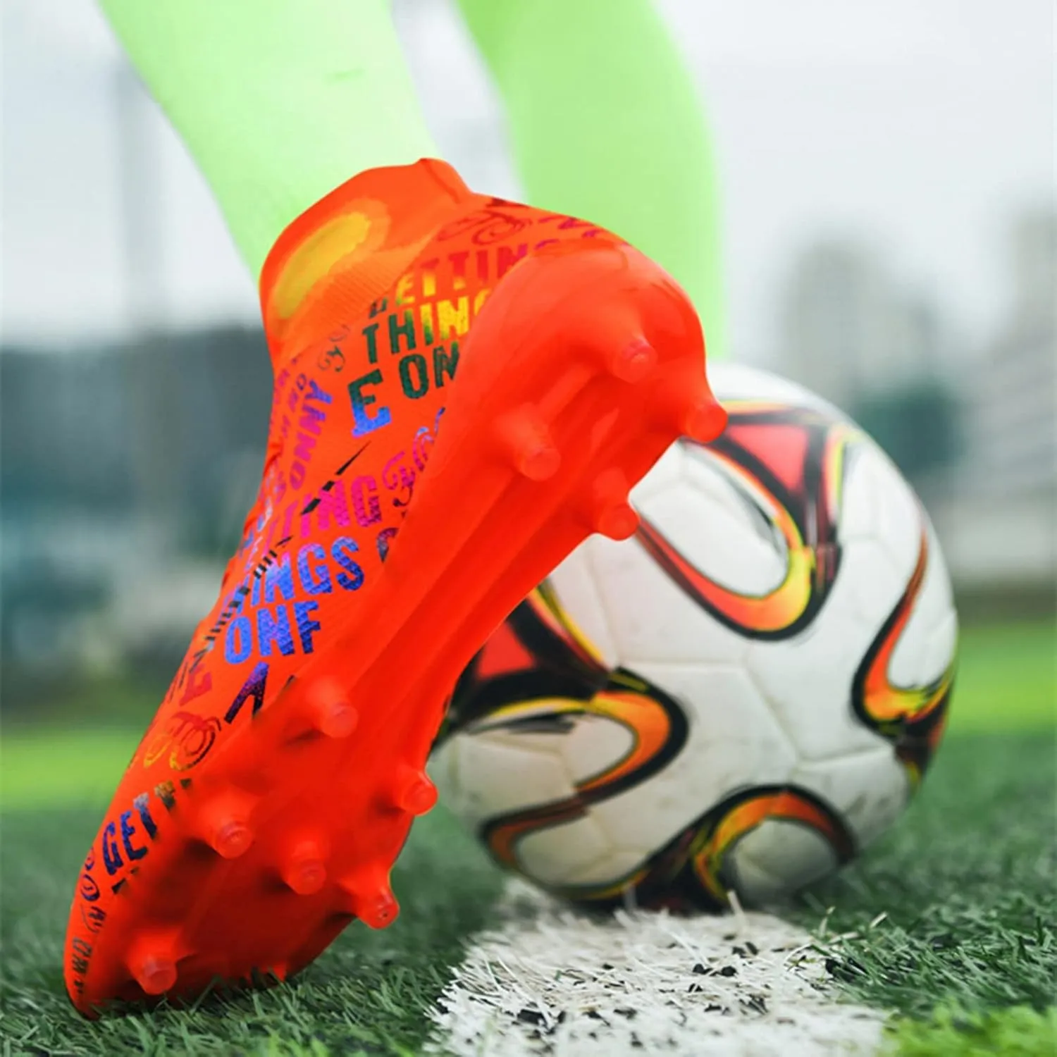 Soccer Cleats Boys,Professional High-Top Fg/Ag Football Cleats Men,Breathable Comfortable Indoor Soccer Shoes Mens,Lightweight Non-Slip,for Training