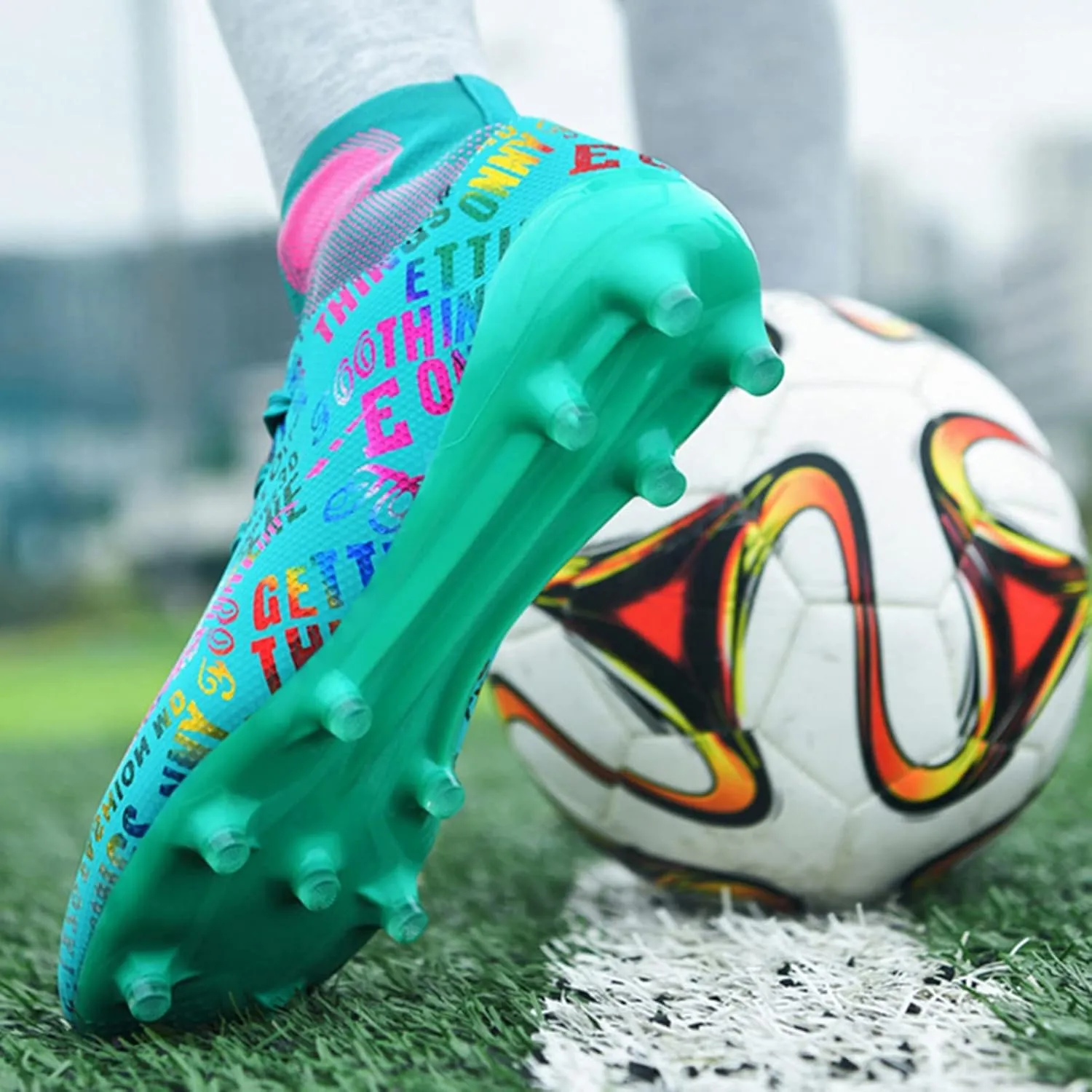 Soccer Cleats Boys,Professional High-Top Fg/Ag Football Cleats Men,Breathable Comfortable Indoor Soccer Shoes Mens,Lightweight Non-Slip,for Training
