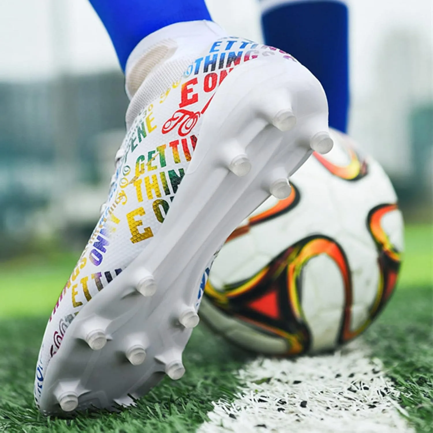 Soccer Cleats Boys,Professional High-Top Fg/Ag Football Cleats Men,Breathable Comfortable Indoor Soccer Shoes Mens,Lightweight Non-Slip,for Training