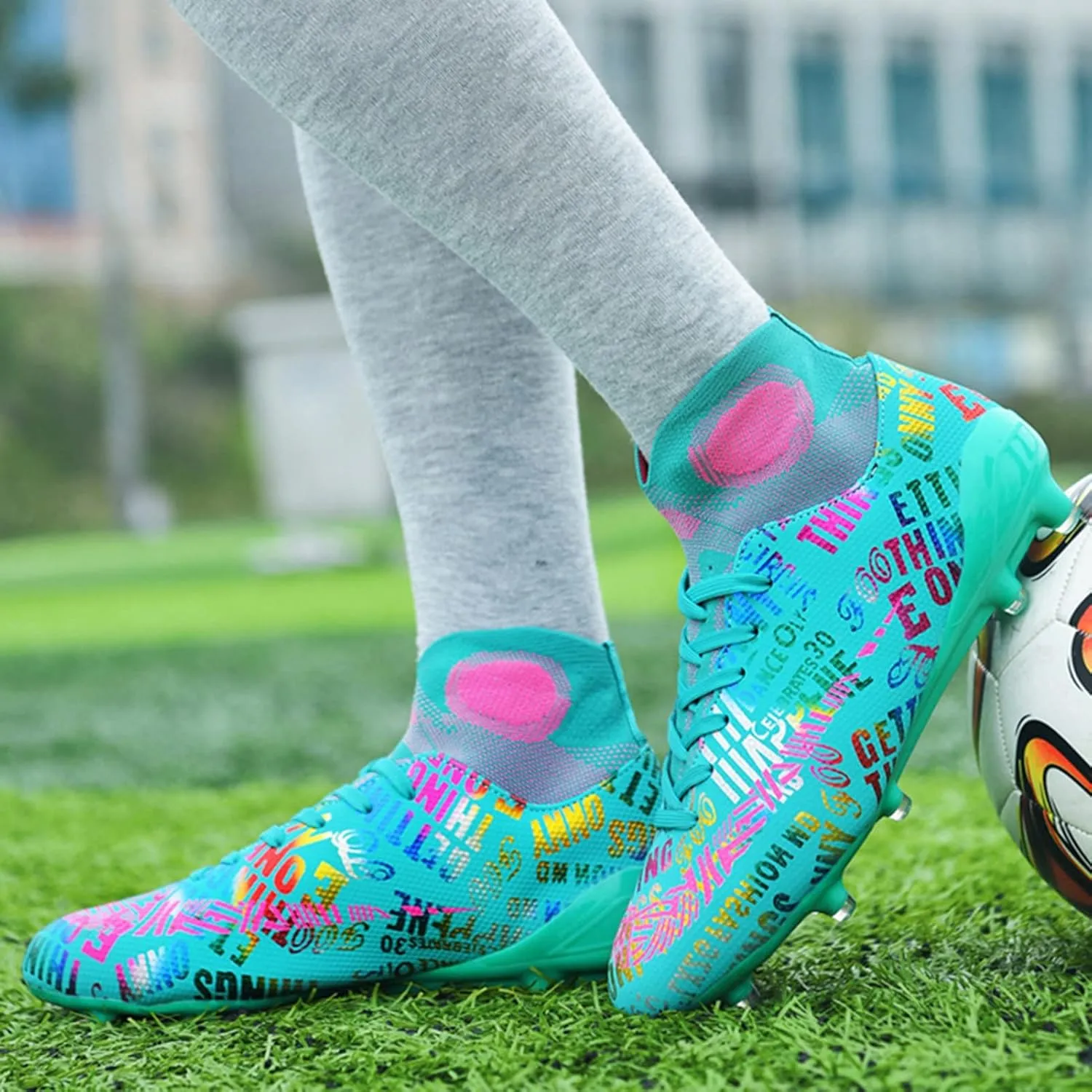 Soccer Cleats Boys,Professional High-Top Fg/Ag Football Cleats Men,Breathable Comfortable Indoor Soccer Shoes Mens,Lightweight Non-Slip,for Training