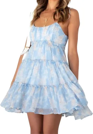 Spaghetti Strap Floral Mini Dress Womens Summer Boho Flowy Tiered Skater Dresses Short Ruffle Sundress