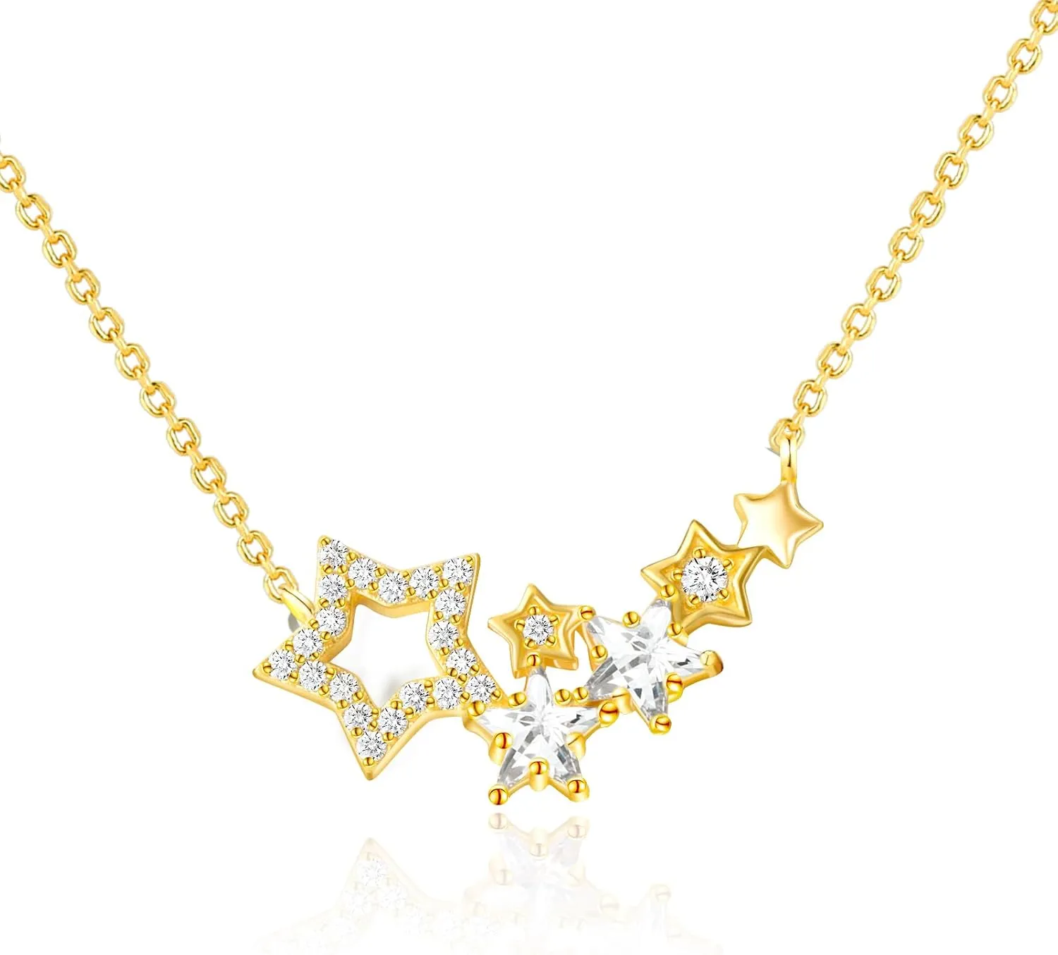 Star Gold Necklaces for Women Trendy Dainty Gold Pendant Necklace CZ Diamond Necklace 14K Gold Plated Necklaces Adjustable Women Chain Necklaces for Women