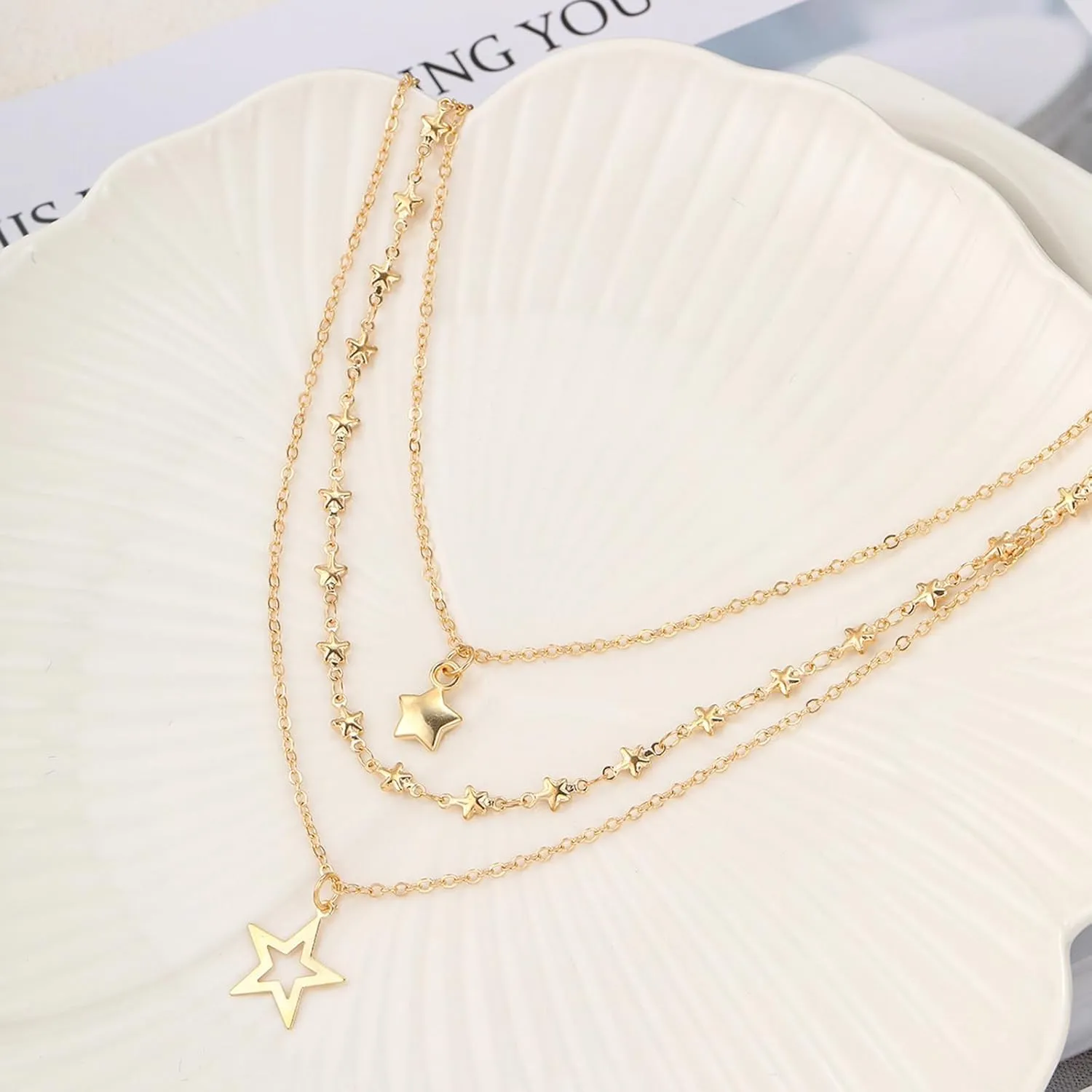 Star Necklace Stackable Necklaces for Women Dainty Gold Star CNecklace Layered Gold Necklaces Trendy Star Jewelry Gifts for Women Friends