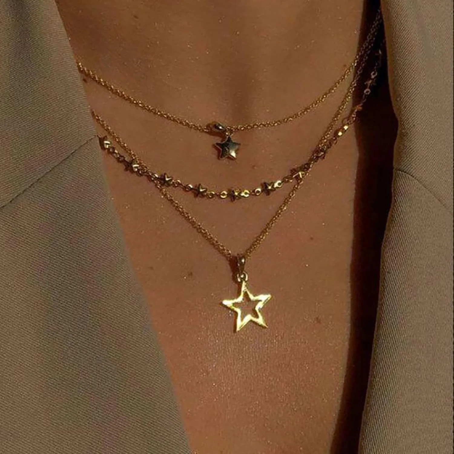 Star Necklace Stackable Necklaces for Women Dainty Gold Star CNecklace Layered Gold Necklaces Trendy Star Jewelry Gifts for Women Friends