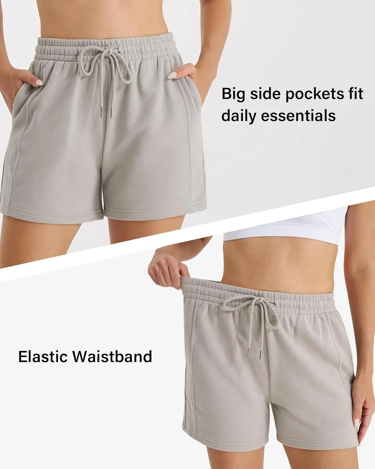 Stelle Women's Drawstring Sweat Shorts Comfy Elastic Shorts Workout Lounge Shorts with Pockets