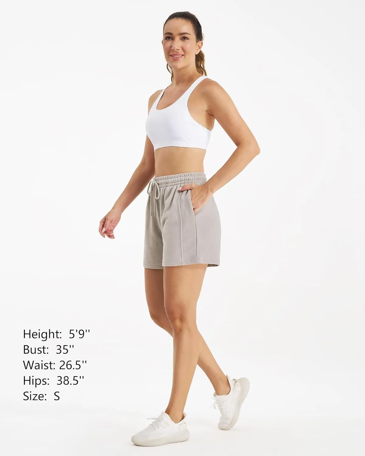 Stelle Women's Drawstring Sweat Shorts Comfy Elastic Shorts Workout Lounge Shorts with Pockets