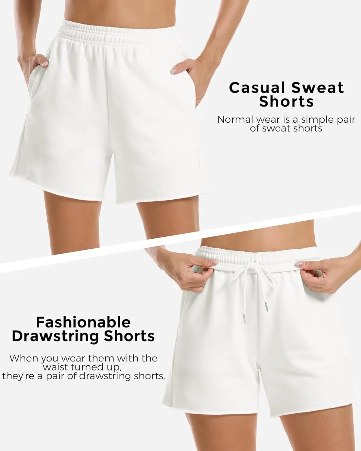 Stelle Women's Drawstring Sweat Shorts Comfy Elastic Shorts Workout Lounge Shorts with Pockets