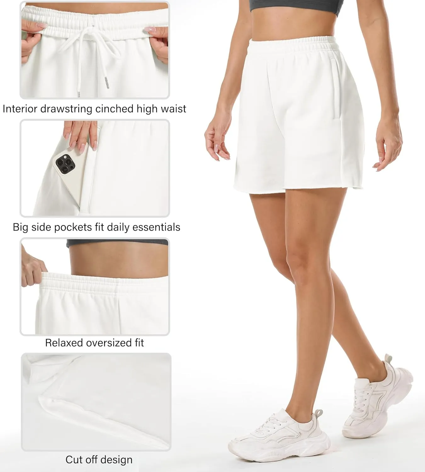 Stelle Women's Drawstring Sweat Shorts Comfy Elastic Shorts Workout Lounge Shorts with Pockets