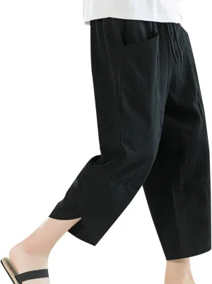 Summer Cropped Trousers Men's Thin Casual Pants Loose Large Size Harem Pants Beach Shorts. Sport Pants