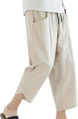 Summer Cropped Trousers Men's Thin Casual Pants Loose Large Size Harem Pants Beach Shorts. Sport Pants